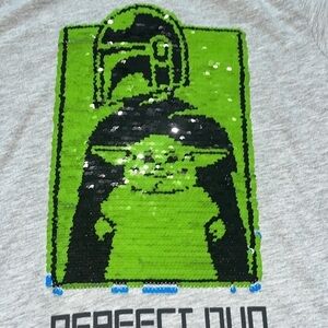 Star Wars Kids Reversible Sequin Baby Yoda T-Shirt Gray size XL